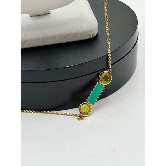 Kate Spade Cause A Stir Gold Plated Blue Yellow Green Station Necklace - Picture 7 of 9